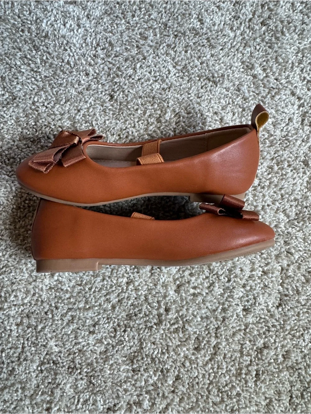 Girls Brown Mary Jane Ballet Flats Size EU 27 / Approx US 10 Bow Dress Shoes
